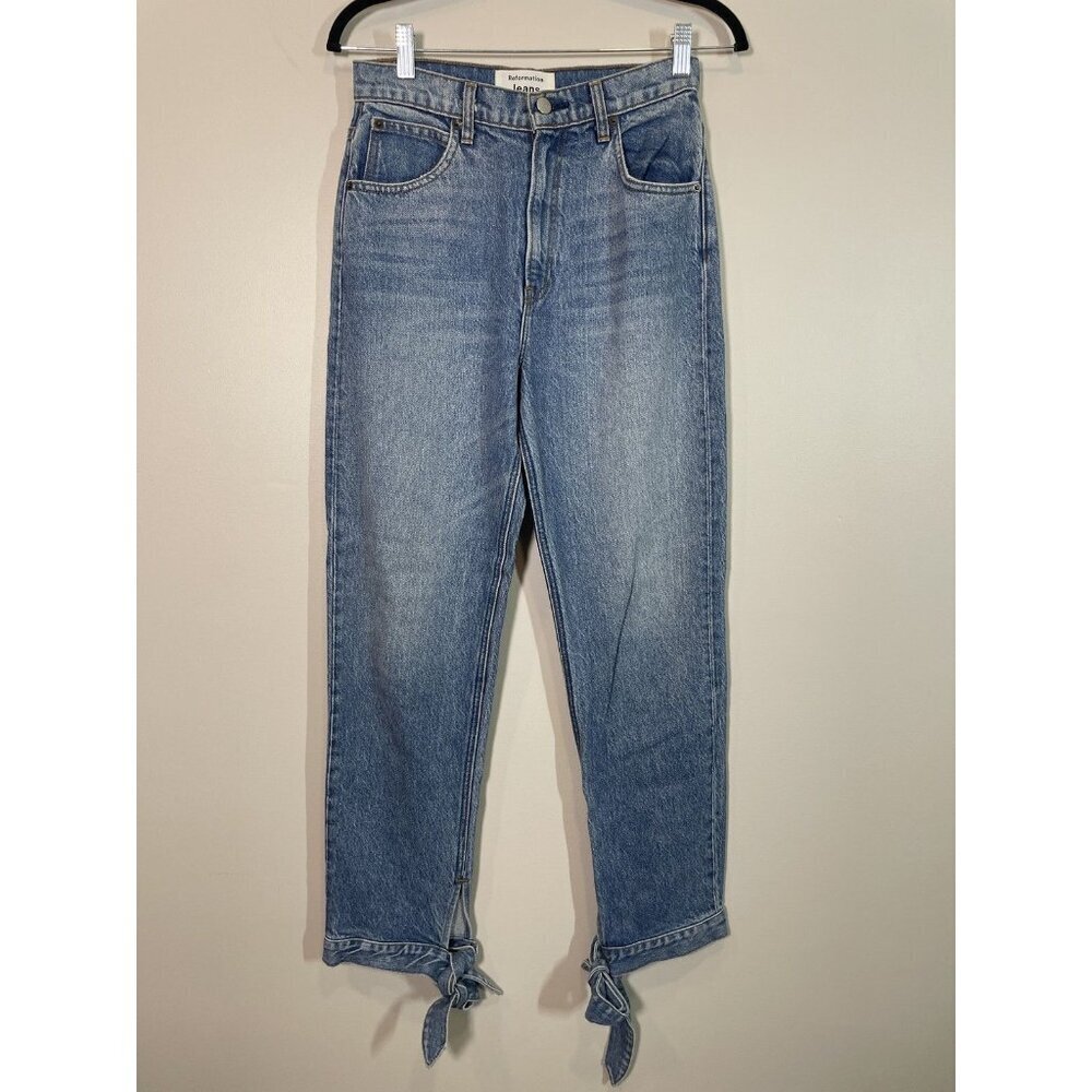 Reformation Chiara Jeans Size 25 Shasta Wash Tencel Blend Bow Tie Hems